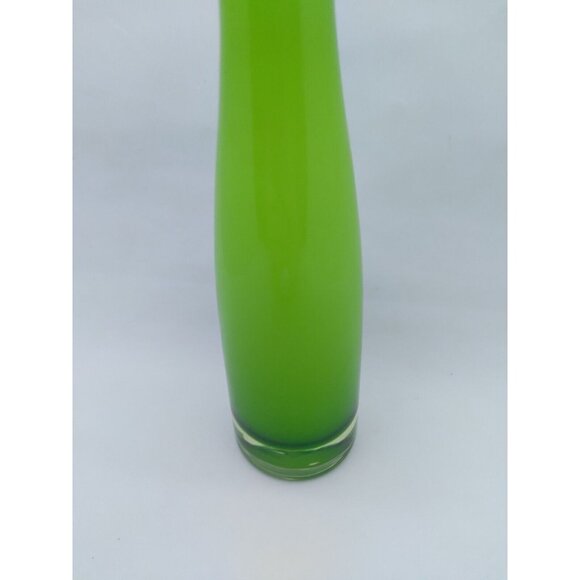 Vtg. Retro Encased Green Scandinavian Style Clear Bottom Bud Vase Almost 7.5" - Picture 6 of 10